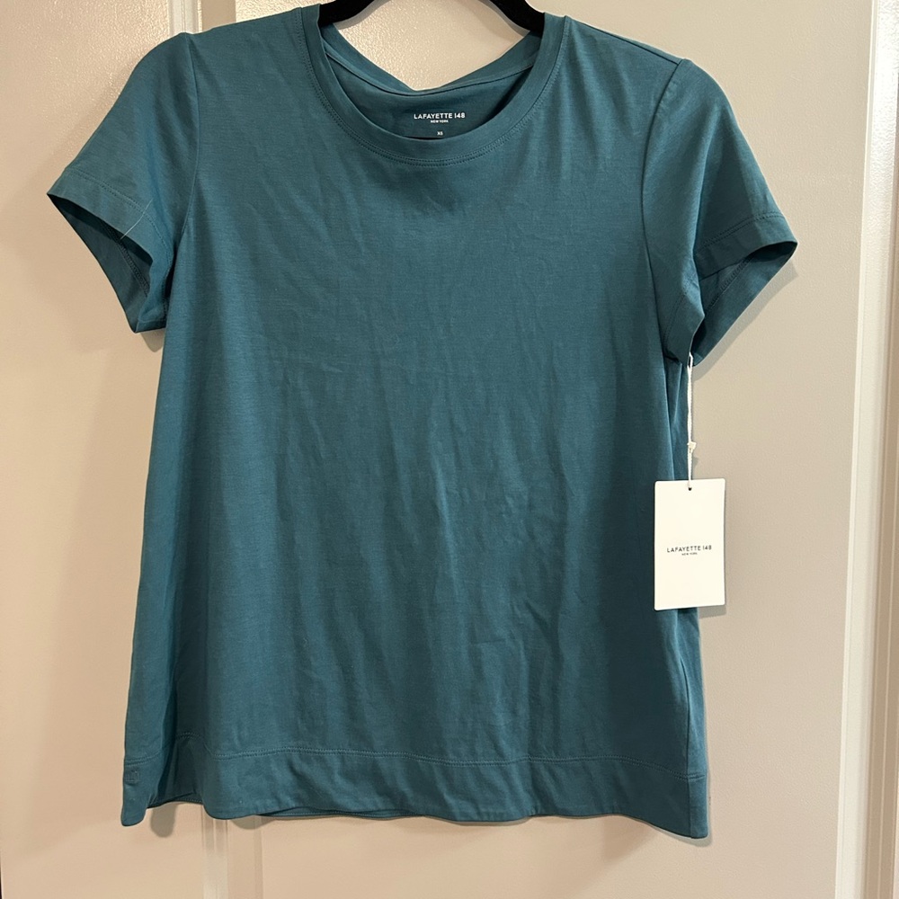 Lafayette 148 New York Blue Short Sleeve Tee